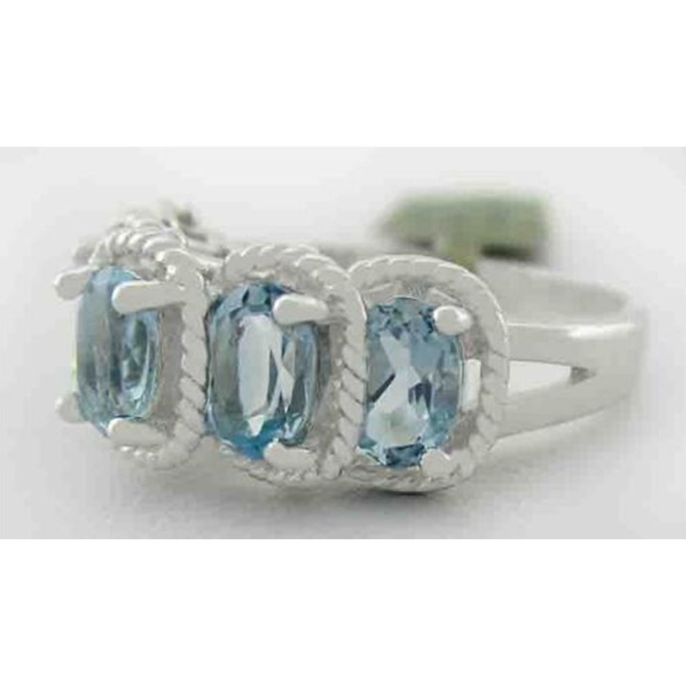 Genuine 3.36 Cts Aquamarines Ring Solid .925 Sterling Silver - Picture 2 of 3